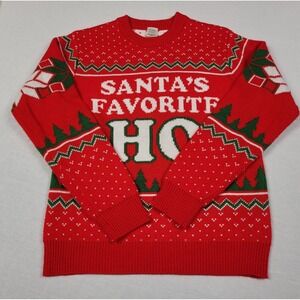 Costume Agent Adult M "Santa's Favorite HO" Red Novelty Ugly Christmas Sweater